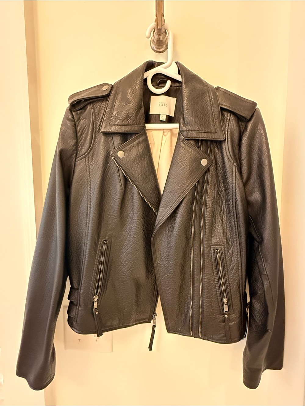 Joie Moto black leather motorcycle jacket